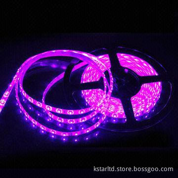 12V LED strip with 60 LED per meter, waterproof, 5m per roll, pink color, CE and RoHS-approved